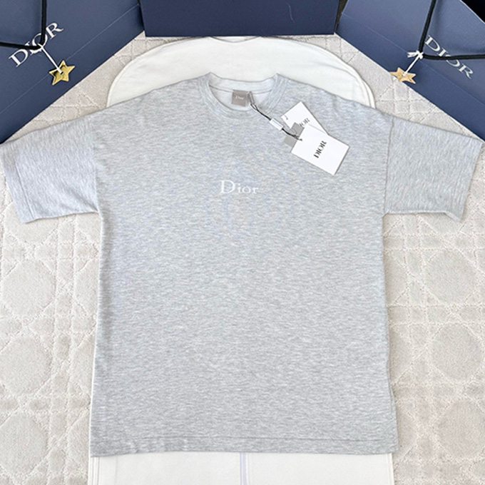 dior subtle chest logo knit short sleeve t-shirt